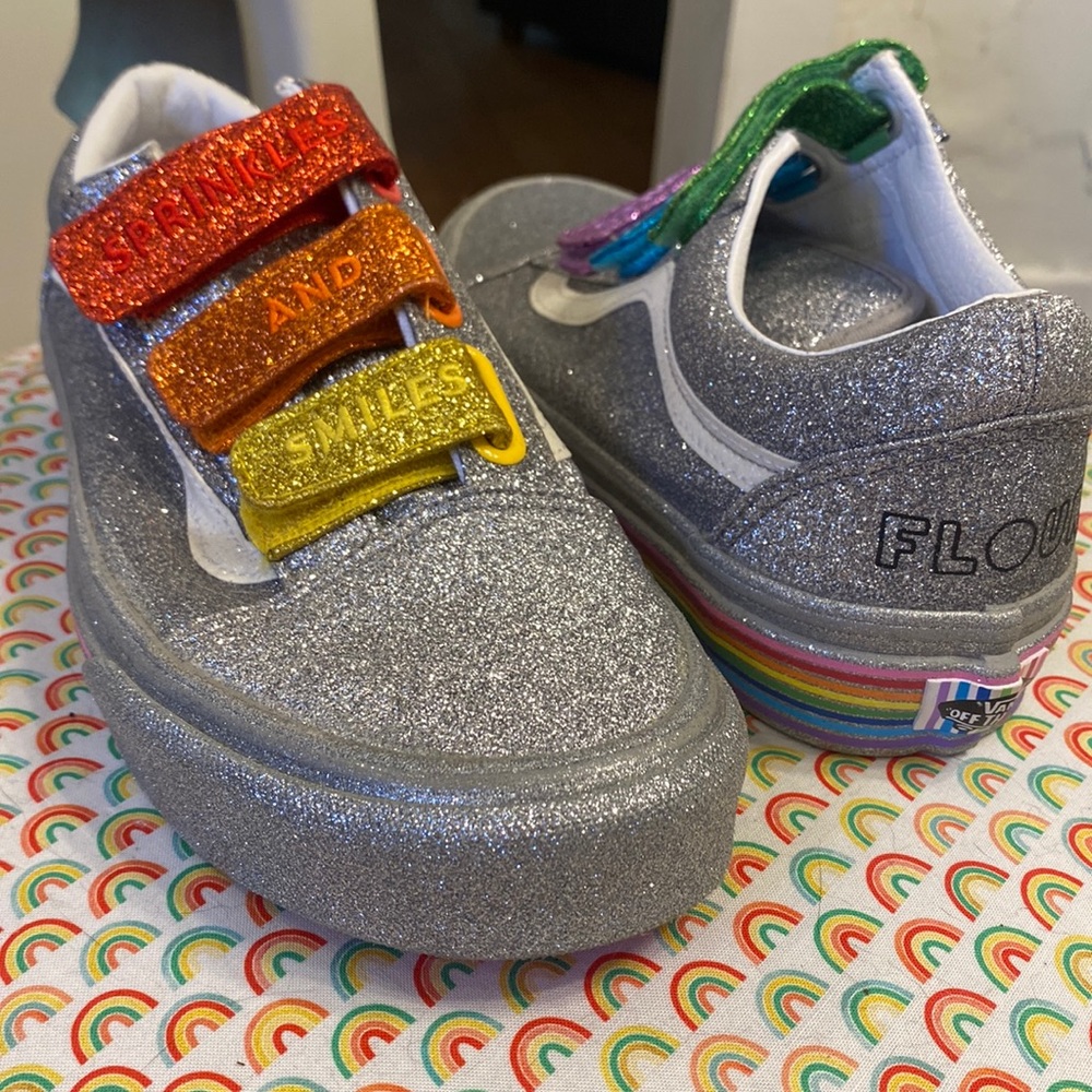 Brand New never worn- Vans flower shop, rainbow, glitter, pride shoes 🌈